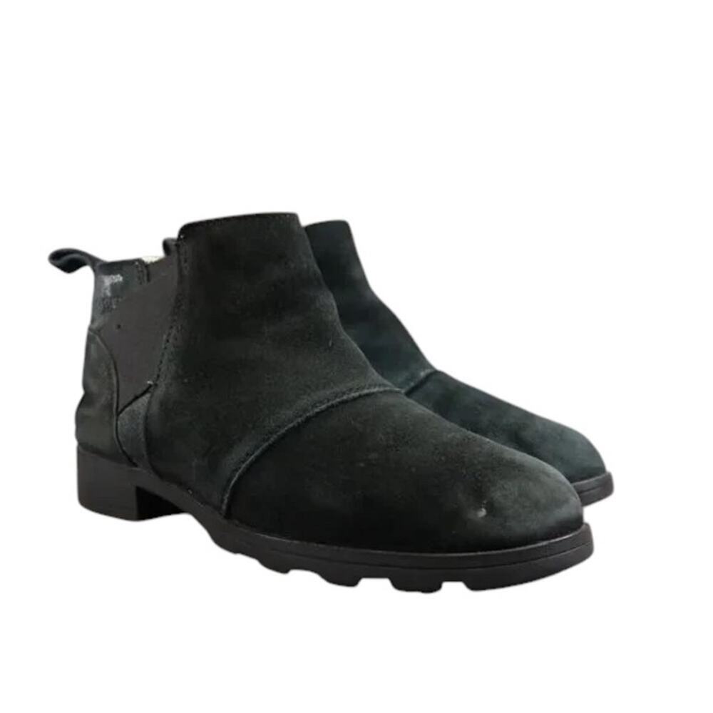 Sorel Shoes Girls 4 Bootie Emelie Chelsea Leather Waterproof Slip On Ankle Boots